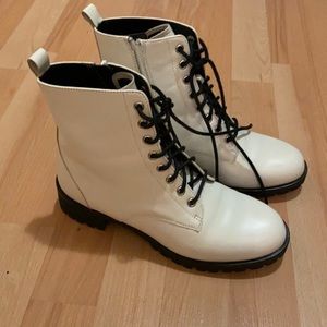 Never worn white genuine leather boots